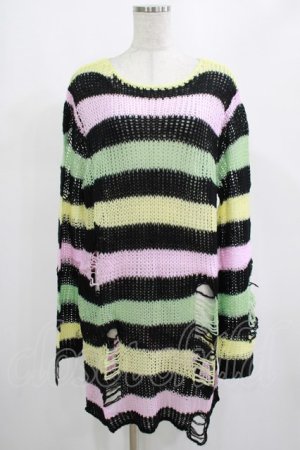 画像: KILL STAR / Liqorice Knit Sweater M 黒×ピンク×ミント×イエロー H-25-03-10-020-SL-TO-KB-ZH