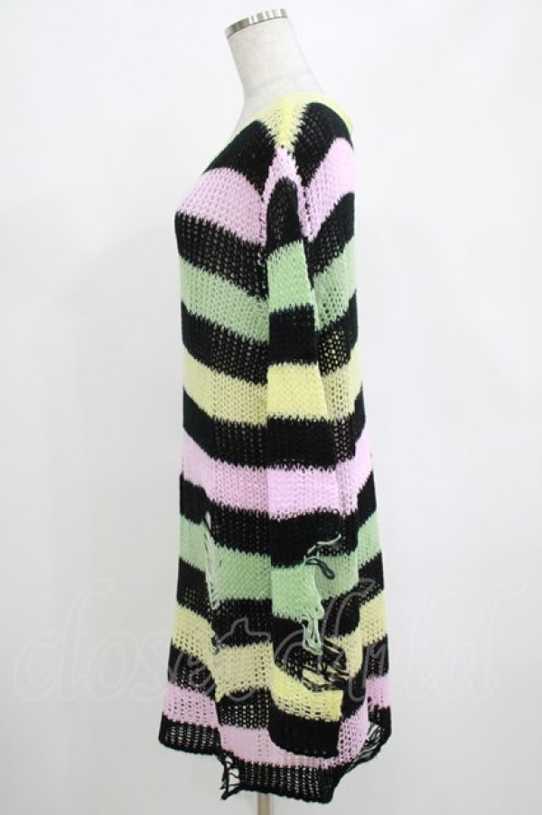 画像2: KILL STAR / Liqorice Knit Sweater M 黒×ピンク×ミント×イエロー H-25-03-10-020-SL-TO-KB-ZH (2)