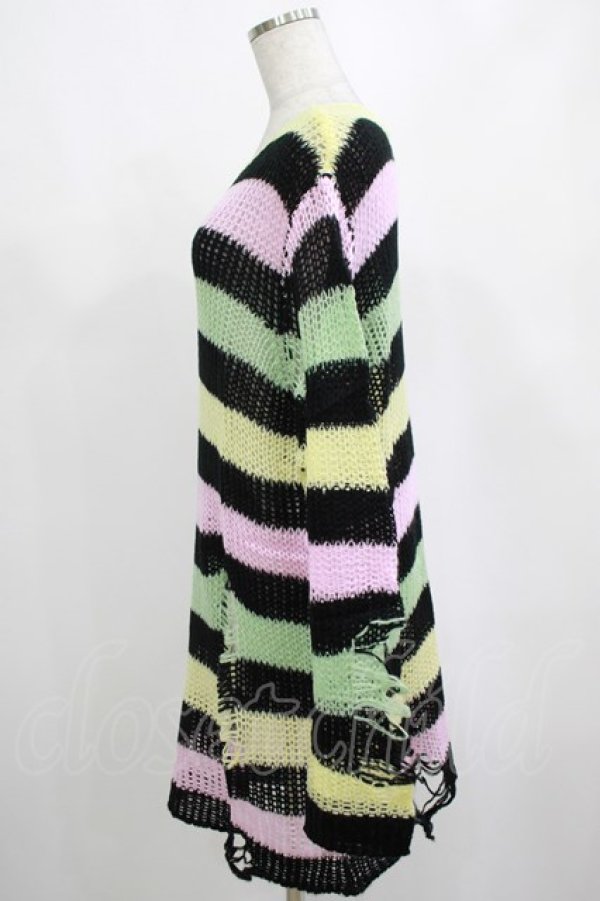 画像2: KILL STAR / Liqorice Knit Sweater M 黒×ピンク×ミント×イエロー H-25-03-10-021-SL-TO-KB-ZI (2)