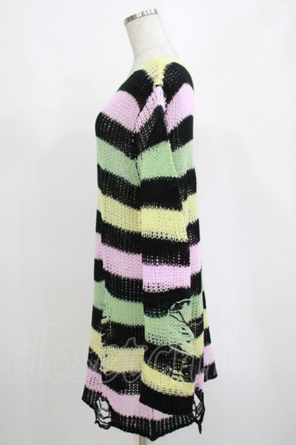 画像2: KILL STAR / Liqorice Knit Sweater M 黒×ピンク×ミント×イエロー H-25-03-10-023-SL-TO-KB-ZH (2)