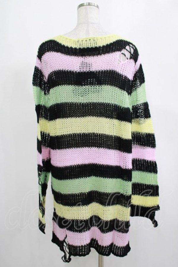 画像3: KILL STAR / Liqorice Knit Sweater M 黒×ピンク×ミント×イエロー H-25-03-10-023-SL-TO-KB-ZH (3)