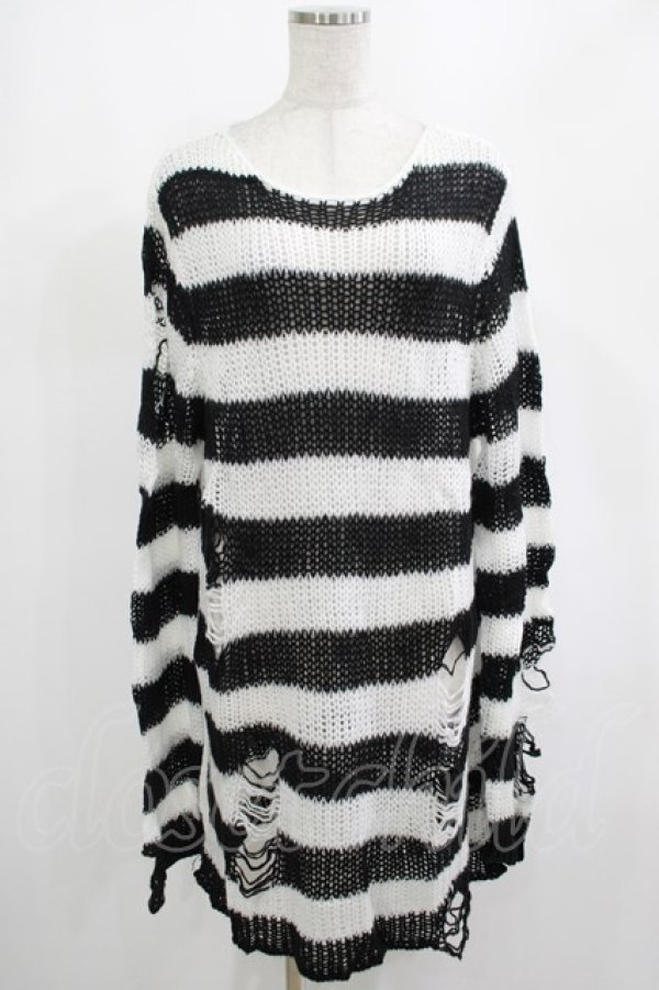 画像1: KILL STAR / Pugsley Knit Sweater M 黒×白 H-25-03-10-024-SL-TO-KB-ZI (1)