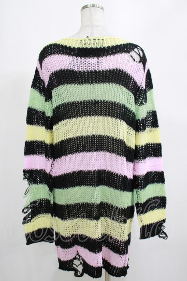 画像3: KILL STAR / Liqorice Knit Sweater S 黒×ピンク×ミント×イエロー H-25-03-10-025-SL-TO-KB-ZH (3)
