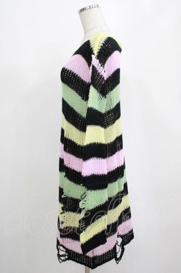 画像2: KILL STAR / Liqorice Knit Sweater M 黒×ピンク×ミント×イエロー H-25-03-10-026-SL-TO-KB-ZH (2)