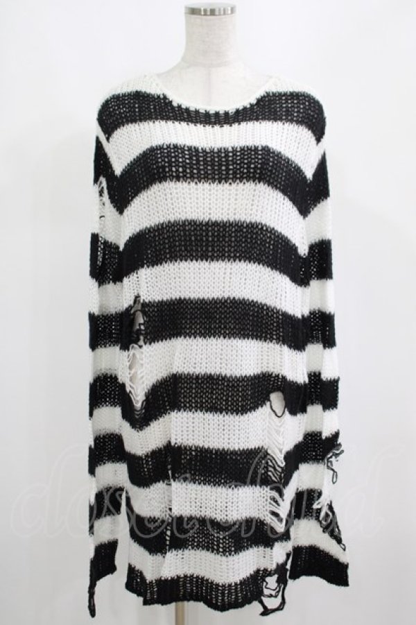 画像1: KILL STAR / Pugsley Knit Sweater M 黒×白 H-25-03-10-027-SL-TO-KB-ZY (1)