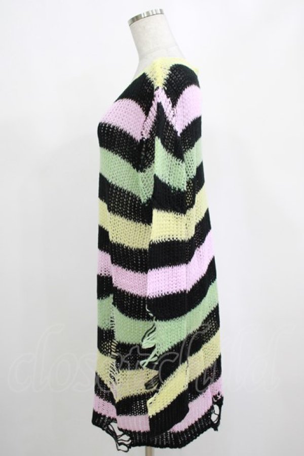 画像2: KILL STAR / Liqorice Knit Sweater S 黒×ピンク×ミント×イエロー H-25-03-10-028-SL-TO-KB-ZH (2)