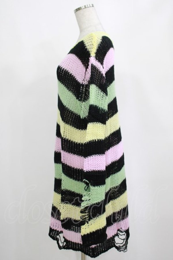 画像2: KILL STAR / Liqorice Knit Sweater M 黒×ピンク×ミント×イエロー H-25-03-10-029-SL-TO-KB-ZH (2)