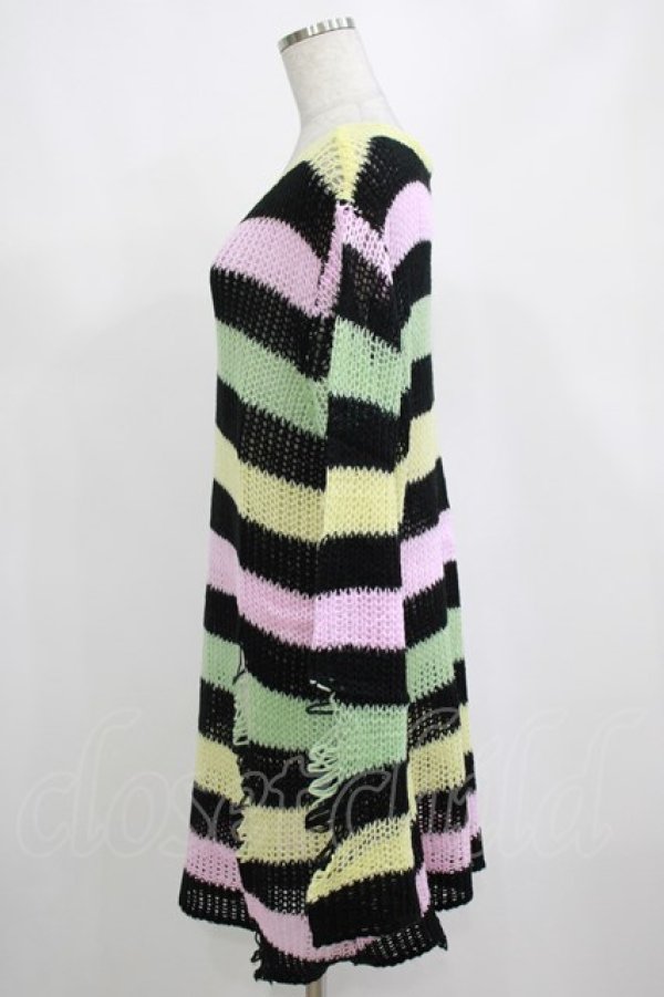 画像2: KILL STAR / Liqorice Knit Sweater M 黒×ピンク×ミント×イエロー H-25-03-10-031-SL-TO-KB-ZH (2)