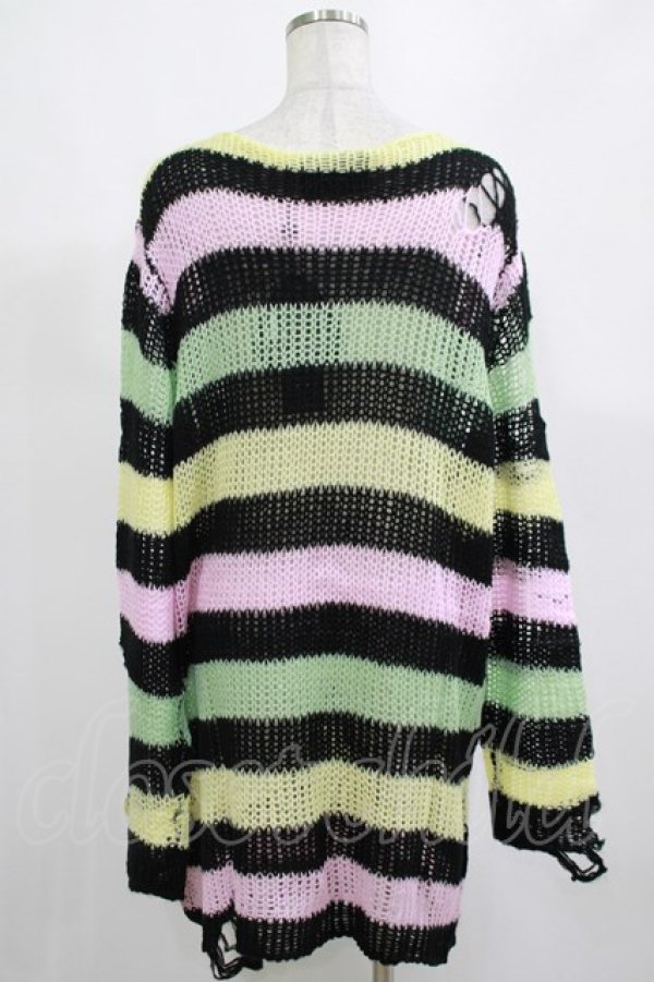 画像3: KILL STAR / Liqorice Knit Sweater M 黒×ピンク×ミント×イエロー H-25-03-10-031-SL-TO-KB-ZH (3)