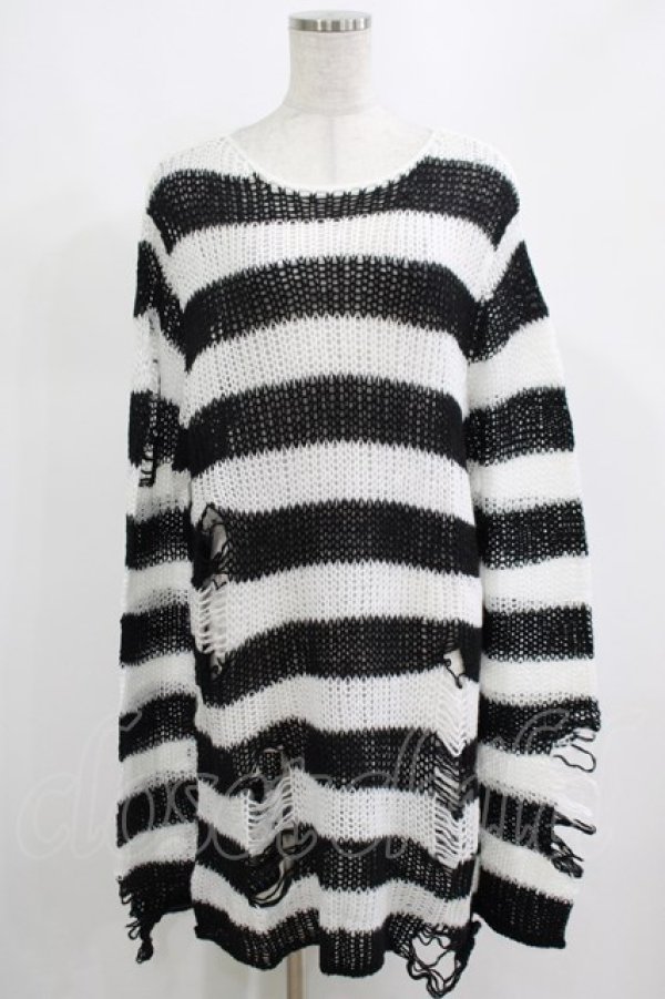 画像1: KILL STAR / Pugsley Knit Sweater M 黒×白 H-25-03-10-033-SL-TO-KB-ZT238 (1)