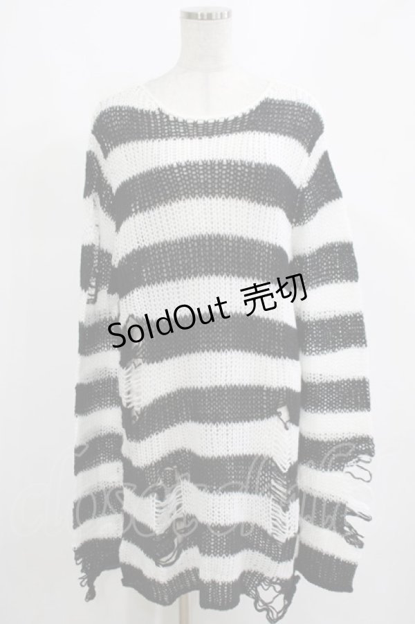 画像1: 【SALE】KILL STAR / Pugsley Knit Sweater M 黒×白 H-25-03-10-033-SL-TO-KB-ZT238 (1)