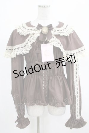 画像: metamorphose / 【プラスサイズ】木漏れ日のトロイメライ ケープ付き長袖ブラウス プラスサイズ ブラウン H-25-03-11-029-ME-BL-NS-ZH