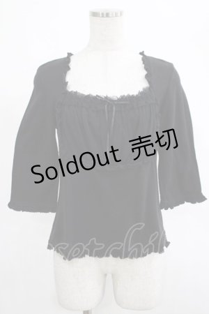 画像: PINK HOUSE / ドットチュールフリルトップス Free ブラック H-25-03-11-036-LO-TO-NS-ZH