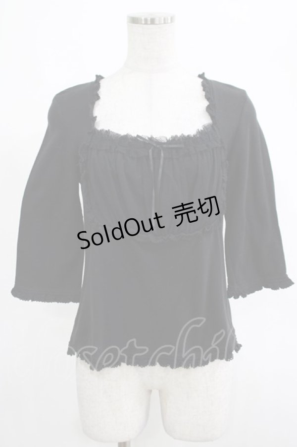画像1: PINK HOUSE / ドットチュールフリルトップス Free ブラック H-25-03-11-036-LO-TO-NS-ZH (1)