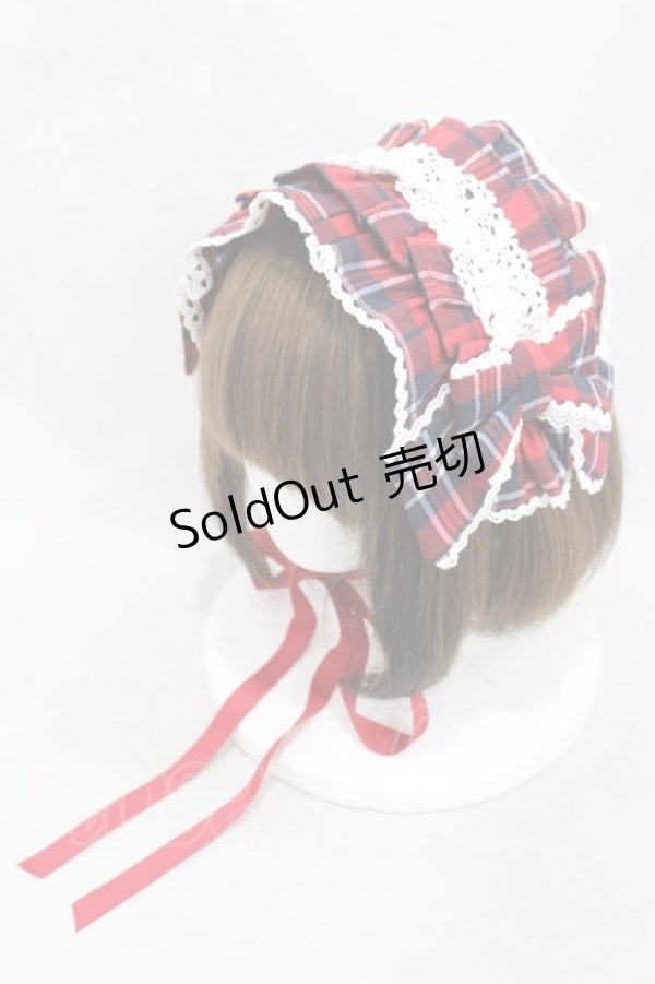 画像1: axes femme kawaii / タータンチェックヘッドドレス  レッド H-25-03-11-1006-AX-AC-NS-ZH (1)