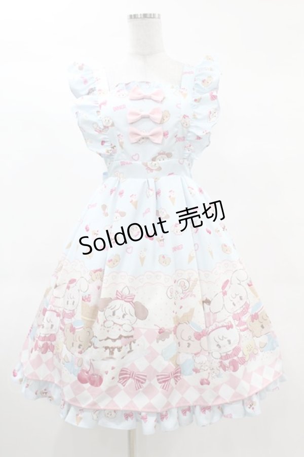 画像1: axes femme kawaii / ダイナーカフェジャンパースカート M サックス H-25-03-11-1032-AX-OP-NS-ZH (1)