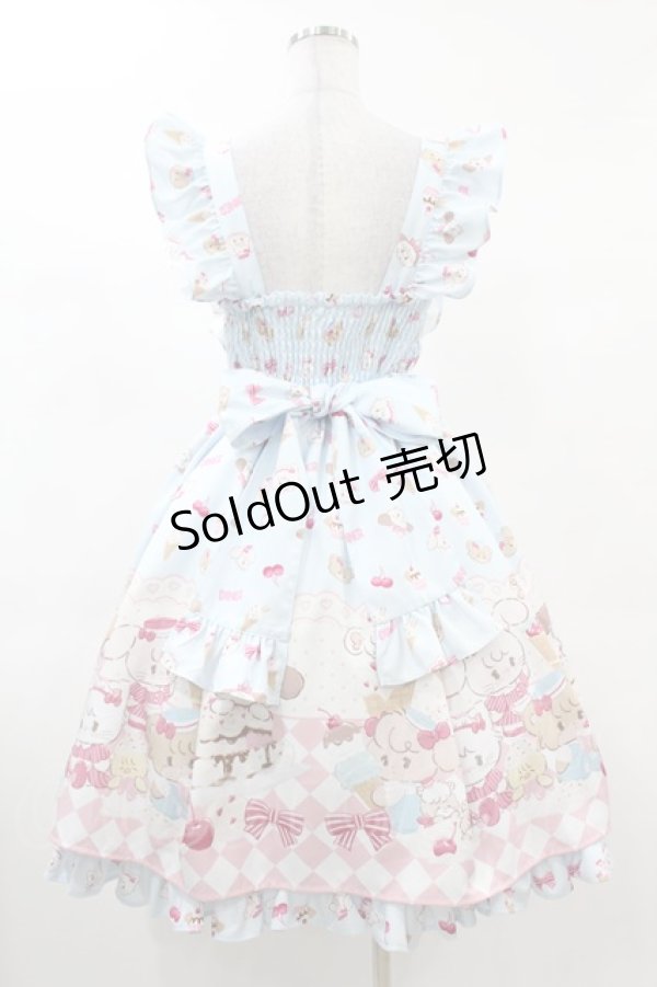 画像2: axes femme kawaii / ダイナーカフェジャンパースカート M サックス H-25-03-11-1032-AX-OP-NS-ZH (2)