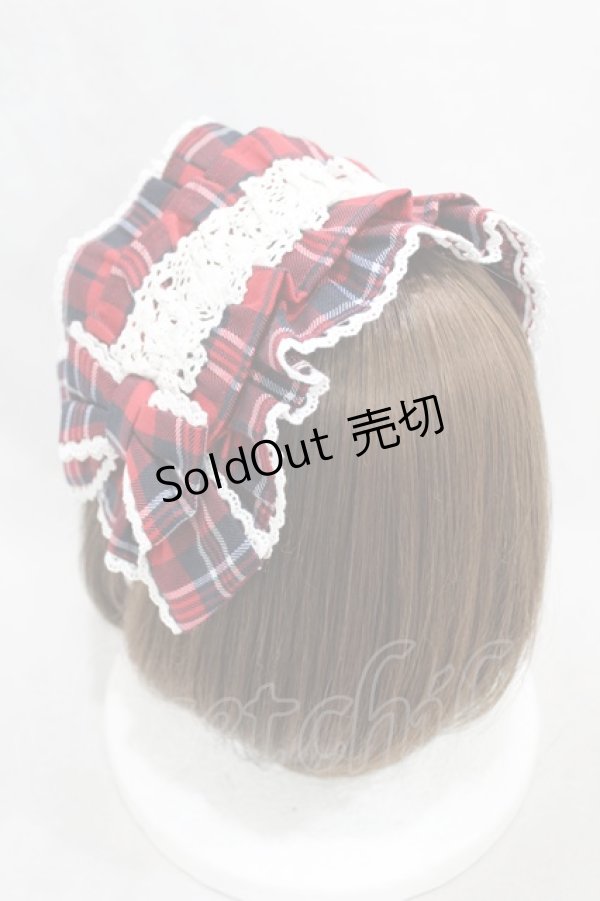 画像2: axes femme kawaii / タータンチェックヘッドドレス  レッド H-25-03-11-1006-AX-AC-NS-ZH (2)