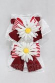 画像1: metamorphose / Flowerチュールカフス  オフ/レッド H-25-03-11-1008-ME-ZA-NS-ZH (1)