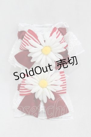 画像: metamorphose / Flowerチュールカフス  オフ/レッド H-25-03-11-1008-ME-ZA-NS-ZH