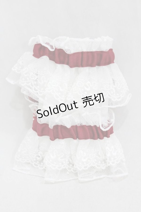 画像2: metamorphose / Flowerチュールカフス  オフ/レッド H-25-03-11-1008-ME-ZA-NS-ZH (2)