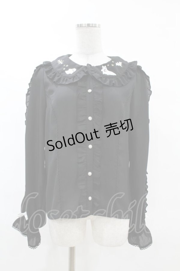画像1: axes femme kawaii / ハロウィンナイト刺繍ブラウス M ブラック H-25-03-11-1051-AX-BL-NS-ZH (1)
