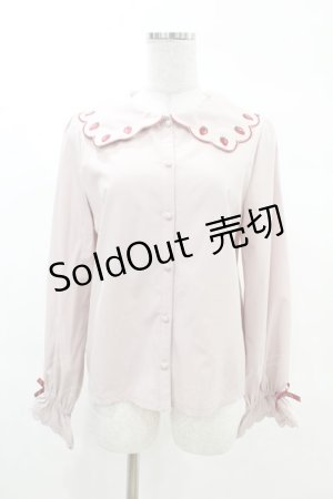 画像: axes femme kawaii / スカラップ苺刺繍ブラウス M ピンク H-25-03-11-1052-AX-BL-NS-ZH