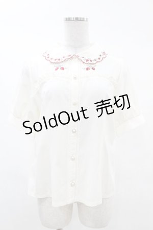 画像: axes femme POETIQUE / ストロベリー刺繍ブラウス M アイボリー H-25-03-11-1053-AX-BL-NS-ZH