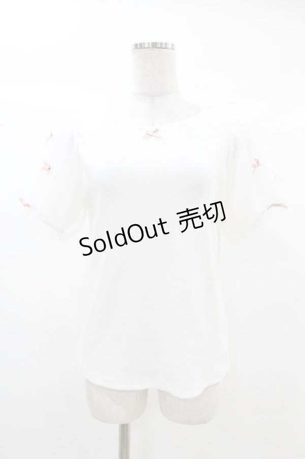 画像1: axes femme POETIQUE / リボンチュール袖カットプル M オフ H-25-03-11-1056-AX-TO-NS-ZH (1)