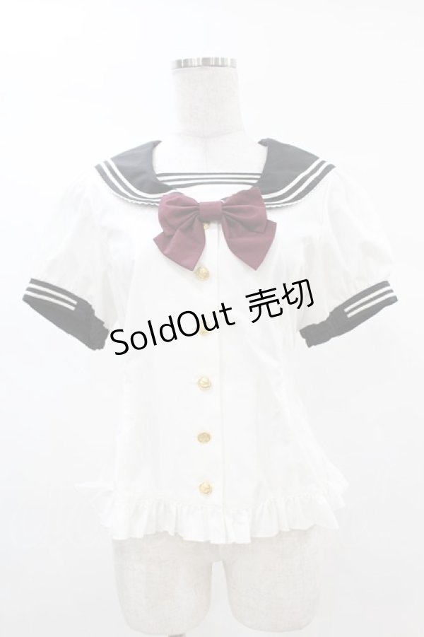 画像1: metamorphose / リボンセーラーブラウス Free オフ/ブラック H-25-03-11-1020-ME-BL-NS-ZH (1)