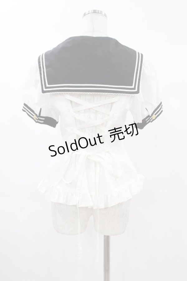 画像2: metamorphose / リボンセーラーブラウス Free オフ/ブラック H-25-03-11-1020-ME-BL-NS-ZH (2)