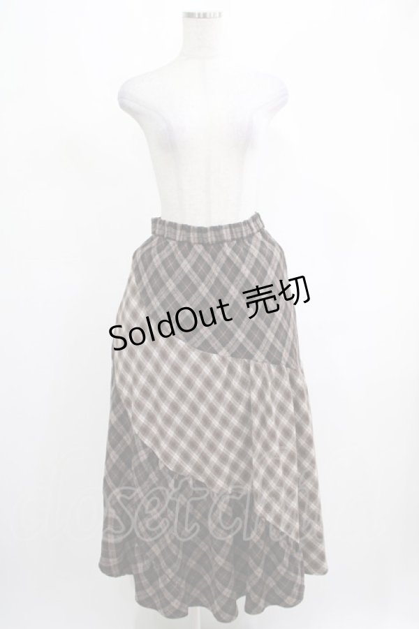 画像1: axes femme / チェック切替ロングスカート M ブラウン H-25-03-11-020-AX-SK-NS-ZH (1)