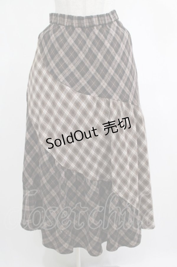 画像2: axes femme / チェック切替ロングスカート M ブラウン H-25-03-11-020-AX-SK-NS-ZH (2)
