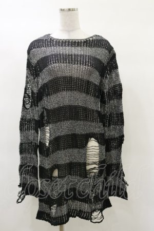 画像: KILL STAR / Abyss Knit Sweater S 黒×シルバーグレー H-25-03-12-044-SL-TO-KB-ZH