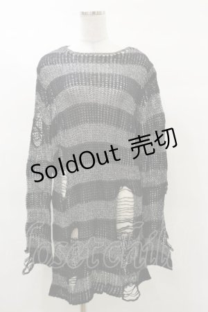 画像: KILL STAR / Abyss Knit Sweater S 黒×シルバーグレー H-25-03-12-044-SL-TO-KB-ZH