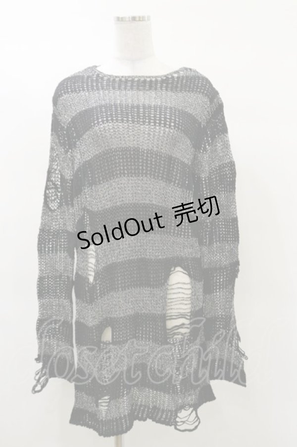 画像1: KILL STAR / Abyss Knit Sweater S 黒×シルバーグレー H-25-03-12-044-SL-TO-KB-ZH (1)