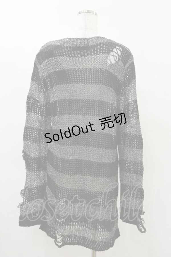 画像2: KILL STAR / Abyss Knit Sweater S 黒×シルバーグレー H-25-03-12-044-SL-TO-KB-ZH (2)