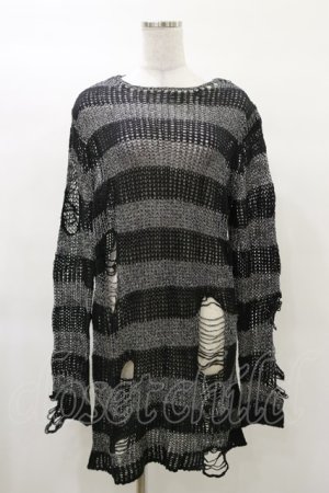 画像: KILL STAR / Abyss Knit Sweater S 黒×シルバーグレー H-25-03-12-045-SL-TO-KB-ZI