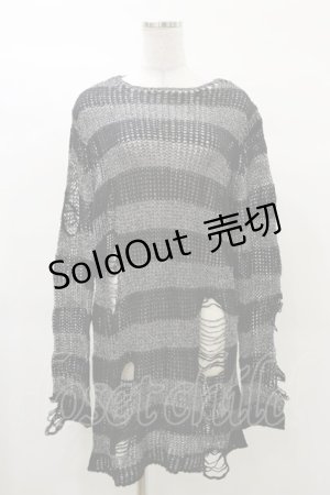 画像: KILL STAR / Abyss Knit Sweater S 黒×シルバーグレー H-25-03-12-045-SL-TO-KB-ZI