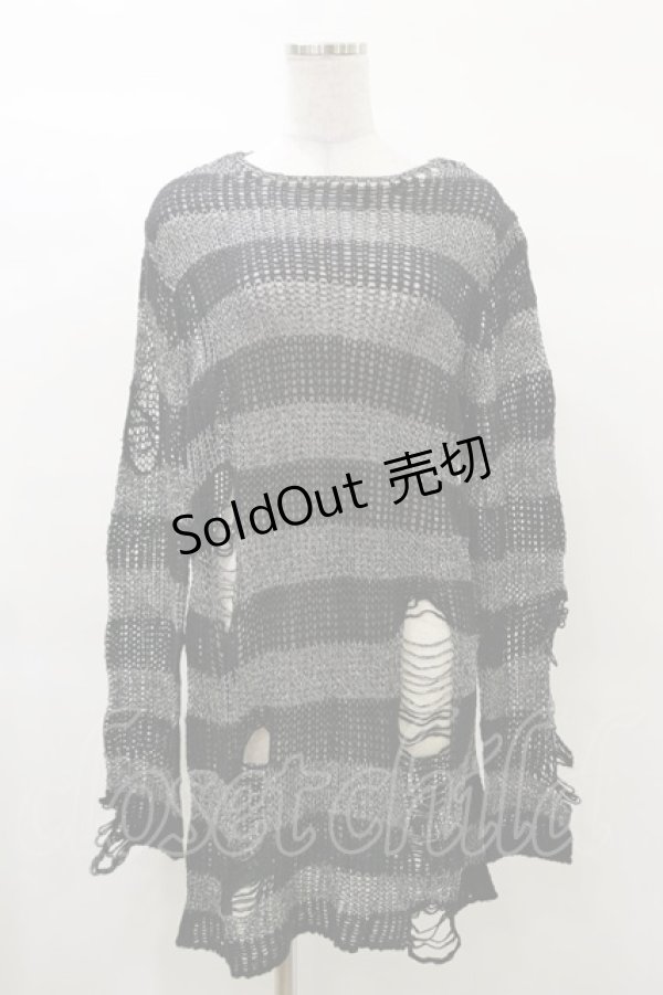 画像1: KILL STAR / Abyss Knit Sweater S 黒×シルバーグレー H-25-03-12-045-SL-TO-KB-ZI (1)