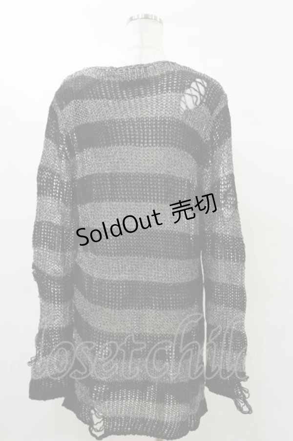 画像2: KILL STAR / Abyss Knit Sweater S 黒×シルバーグレー H-25-03-12-045-SL-TO-KB-ZI (2)