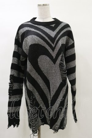画像: KILL STAR / Libi Sweater S 黒×シルバーグレー H-25-03-12-046-SL-TO-KB-ZH