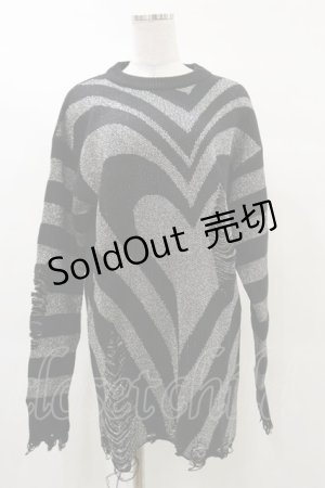 画像: KILL STAR / Libi Sweater S 黒×シルバーグレー H-25-03-12-046-SL-TO-KB-ZH