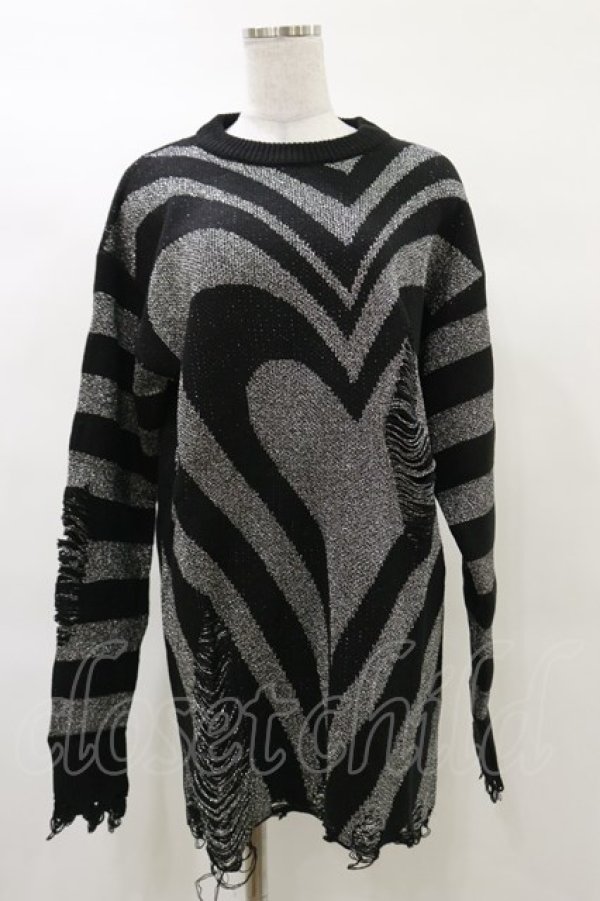 画像1: KILL STAR / Libi Sweater S 黒×シルバーグレー H-25-03-12-046-SL-TO-KB-ZH (1)