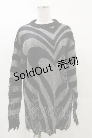 画像: KILL STAR / Libi Sweater S 黒×シルバーグレー H-25-03-12-047-SL-TO-KB-ZI
