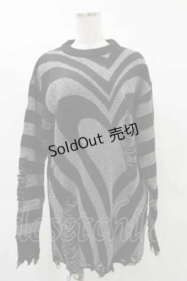 画像1: KILL STAR / Libi Sweater S 黒×シルバーグレー H-25-03-12-047-SL-TO-KB-ZI (1)