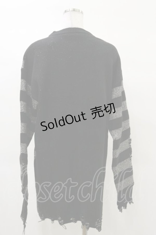 画像2: KILL STAR / Libi Sweater S 黒×シルバーグレー H-25-03-12-047-SL-TO-KB-ZI (2)