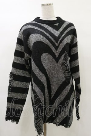 画像: KILL STAR / Libi Sweater S 黒×シルバーグレー H-25-03-12-048-SL-TO-KB-ZI