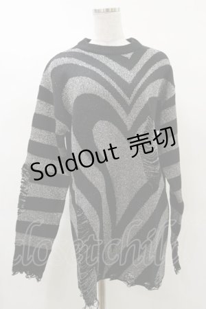 画像: KILL STAR / Libi Sweater S 黒×シルバーグレー H-25-03-12-048-SL-TO-KB-ZI