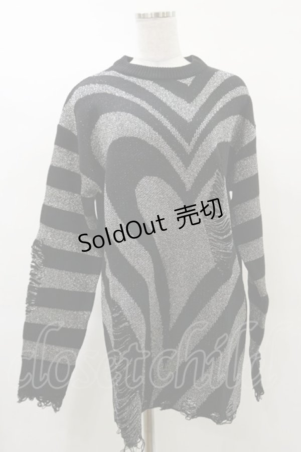 画像1: KILL STAR / Libi Sweater S 黒×シルバーグレー H-25-03-12-048-SL-TO-KB-ZI (1)